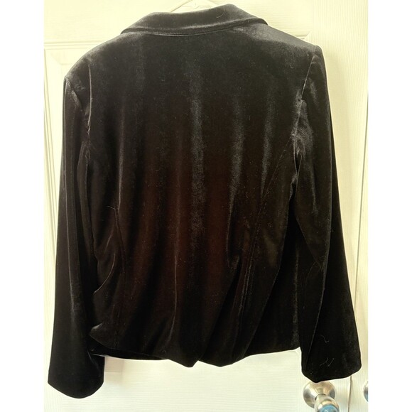 Stephanie Andrews  Womens Size 10 Black Button Blazer Jacket Faux Crushed Velvet - Picture 2 of 4